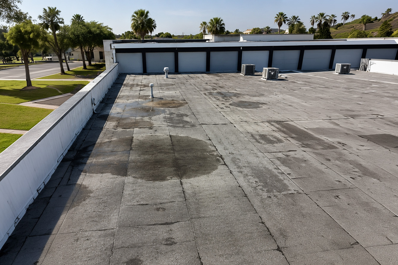 Before flat roof restoration